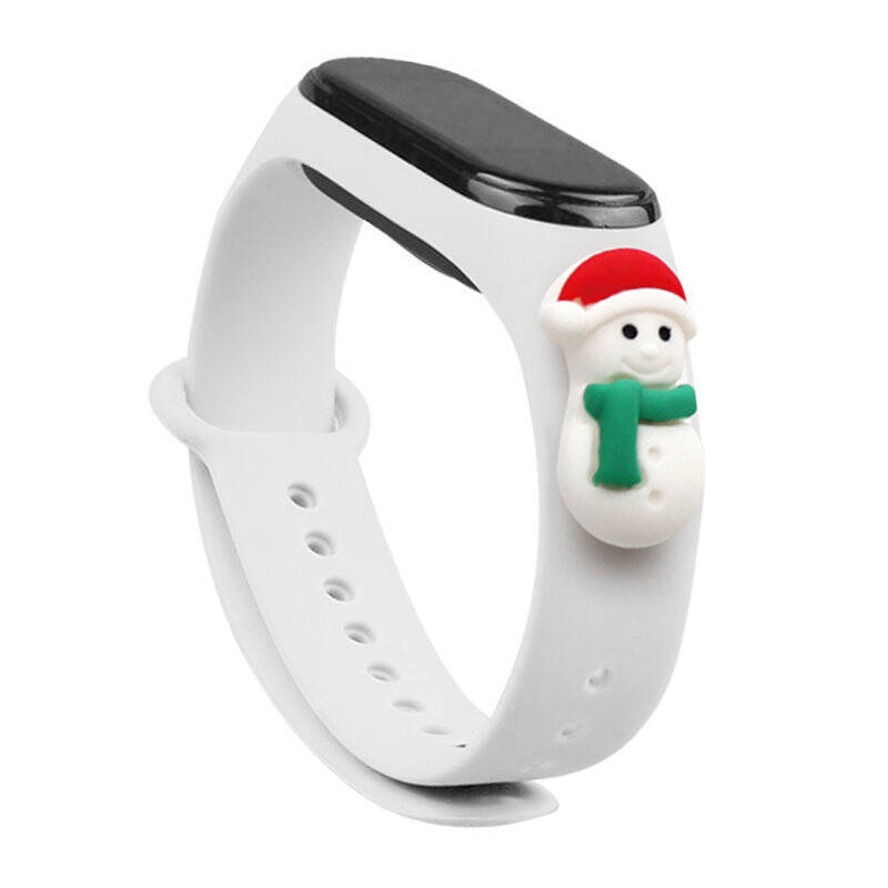 Strap Xmas opaska do Xiaomi Mi Band 6 / Mi Band 5 świąteczny silikonowy pasek bransoletka biały (bałwanek 1)