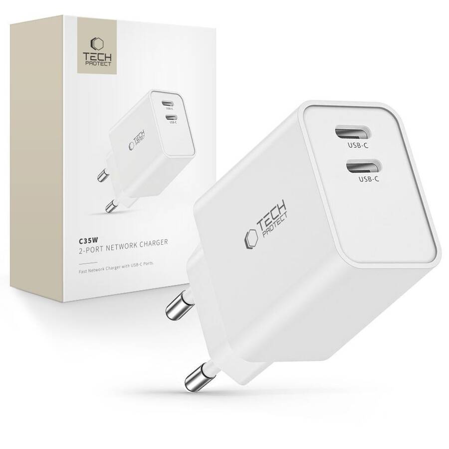 TECH-PROTECT C35W 2-PORT NETWORK CHARGER PD35W WHITE