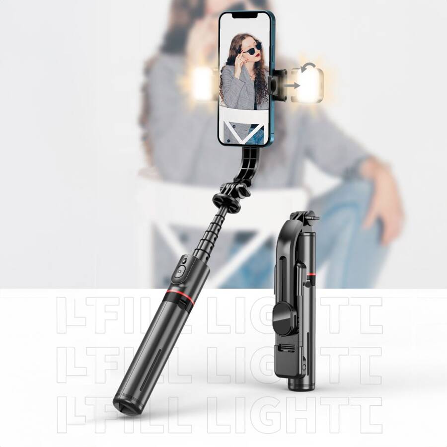 TECH-PROTECT L05S BLUETOOTH SELFIE STICK TRIPOD & LED LIGHT BLACK