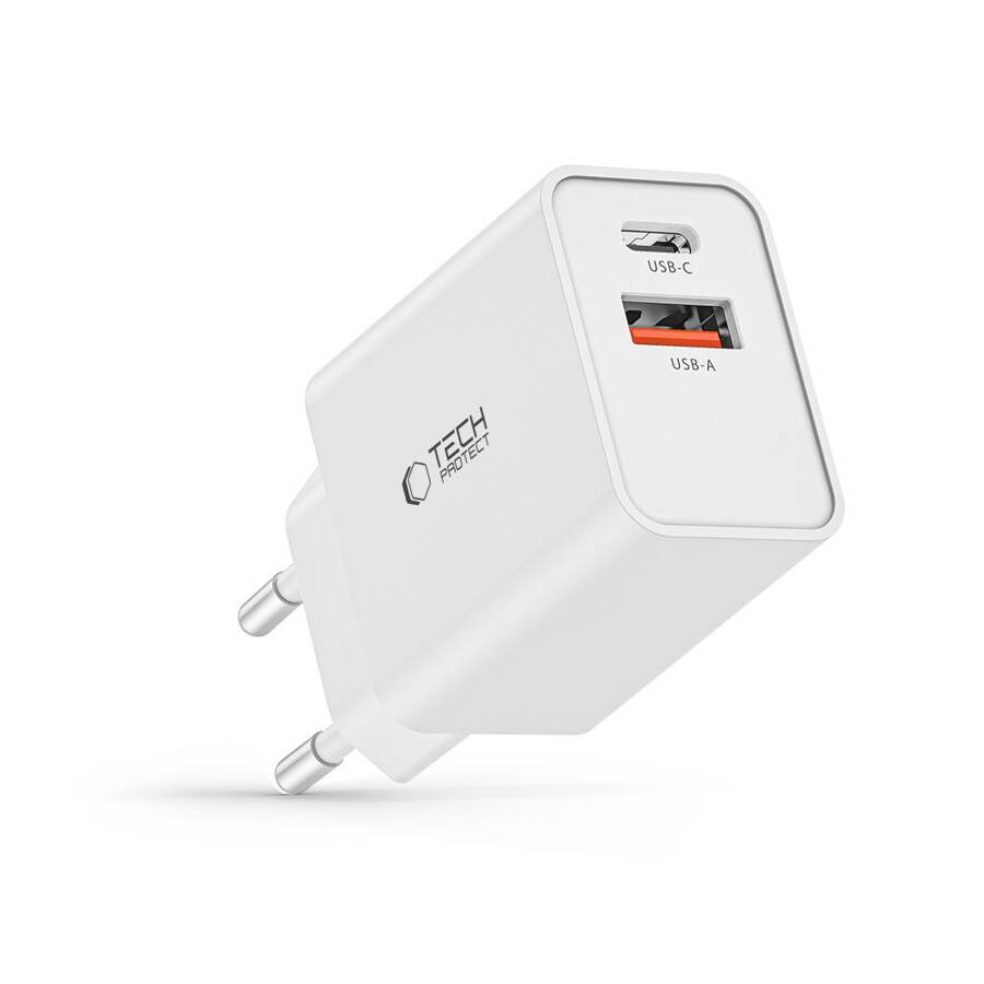 TECH-PROTECT NC30W 2-PORT NETWORK CHARGER PD30W/QC3.0 WHITE