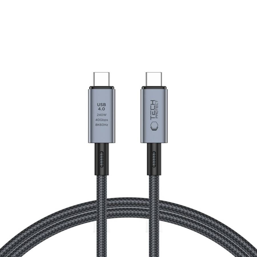 TECH-PROTECT ULTRABOOST MAX USB 4.0 8K 40GBPS TYPE-C CABLE PD240W 100CM GREY