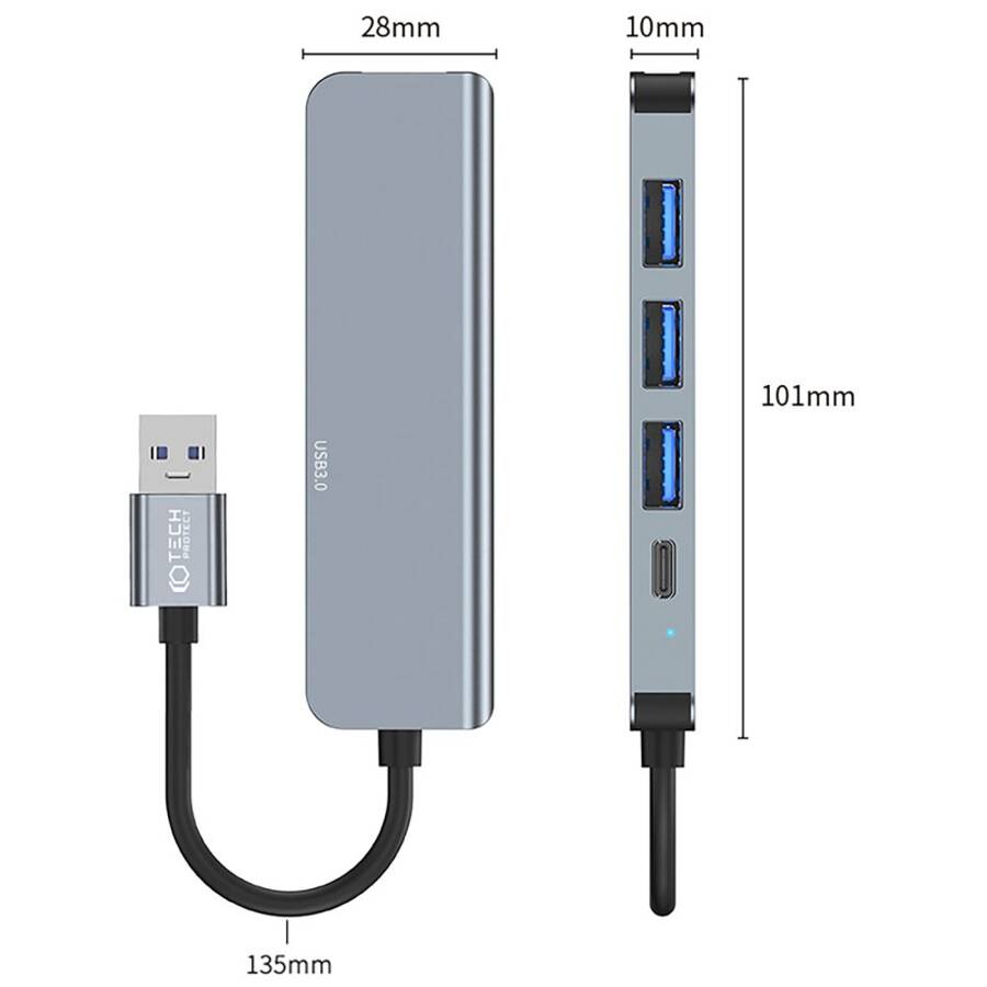 TECH-PROTECT V0-HUB ADAPTER 5IN1 GREY