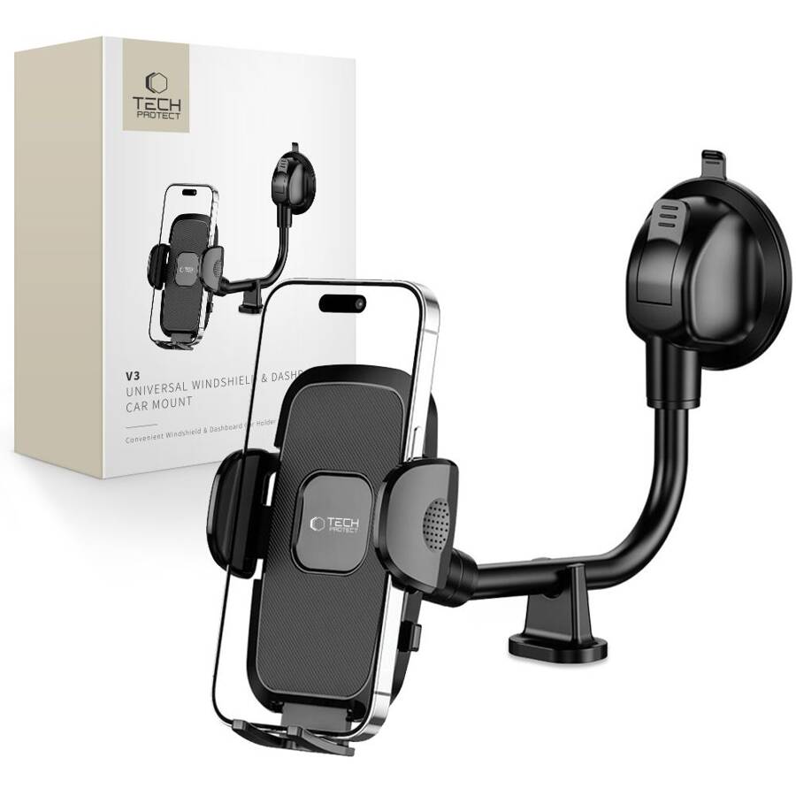 TECH-PROTECT V3 UNIVERSAL LONG ARM WINDSHIELD & DASHBOARD CAR MOUNT BLACK