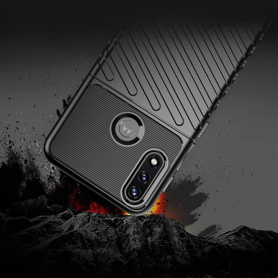 Thunder Case elastyczne pancerne etui pokrowiec Motorola Moto E7 Power czarny