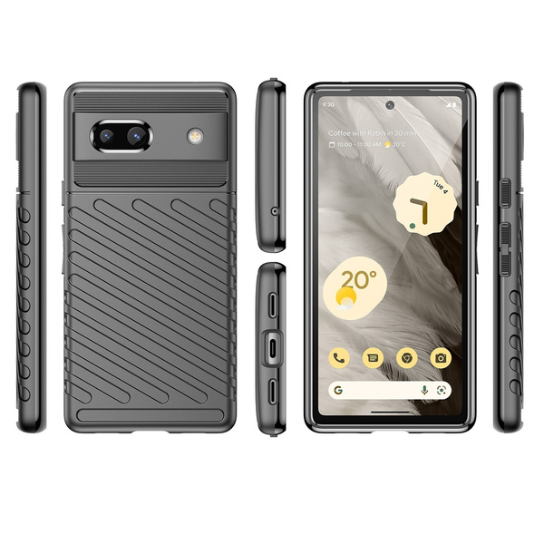 Thunder Case etui Google Pixel 7a silikonowy pancerny pokrowiec czarne