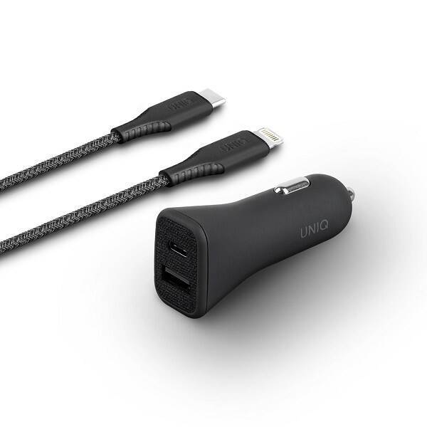 UNIQ ŁAD. SAM. VOTRA DUO P30 USB-C PD 30W MFI + KABEL USB-C NA LIGHTNING CZARNY/CHARCOAL BLACK