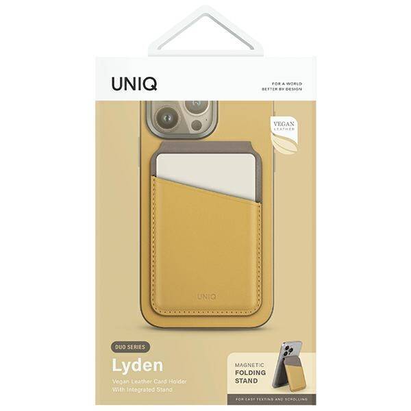 UNIQ Lyden DS magnetyczny portfel RFID i stojak na telefon żółto-szary/canary yellow-flint grey