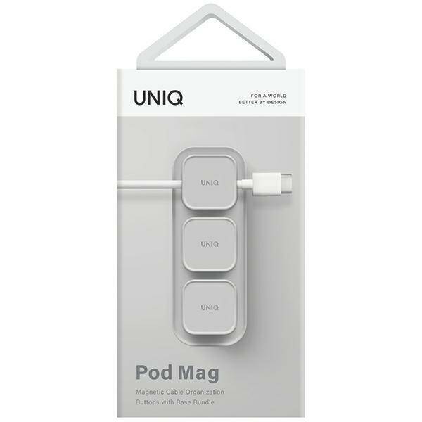 UNIQ Pod Mag magnetyczny organizer do kabli + baza szary/chalk grey