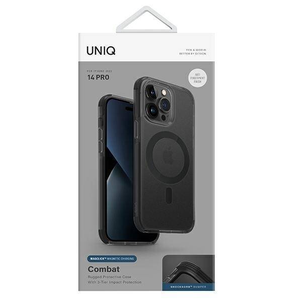 UNIQ etui Combat iPhone 14 Pro 6,1" Magclick Charging czarny/concrete charcoal