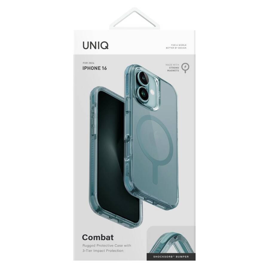 UNIQ etui Combat iPhone 16 6.1" Magclick  Charging zielony/teal green