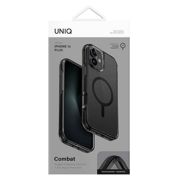 UNIQ etui Combat iPhone 16 Plus 6.7" Magclick Charging czarny/carbon black