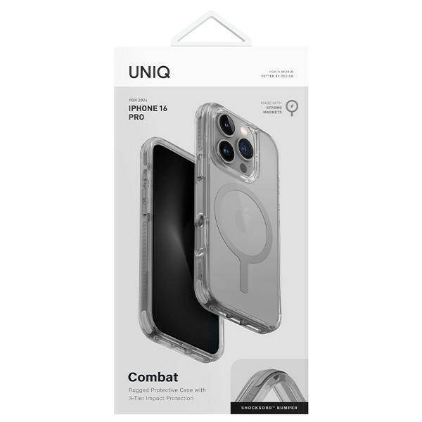 UNIQ etui Combat iPhone 16 Pro 6.3" Magclick Charging szary/stone grey