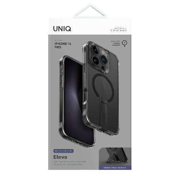 UNIQ etui Eleva with Vertica Stand iPhone 16 Pro 6.3" czarny/carbon black