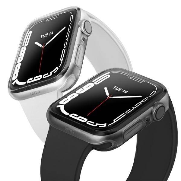 UNIQ etui Glase Apple Watch Series 7/8/9 41mm. Dual Pack przezroczysty-dymny/clear-smoke