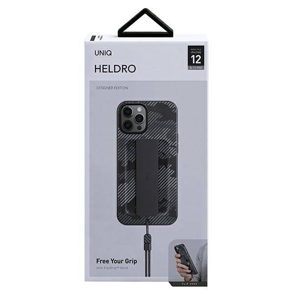 UNIQ etui Heldro iPhone 12/12 Pro 6,1" czarny moro/charcoal camo Antimicrobial