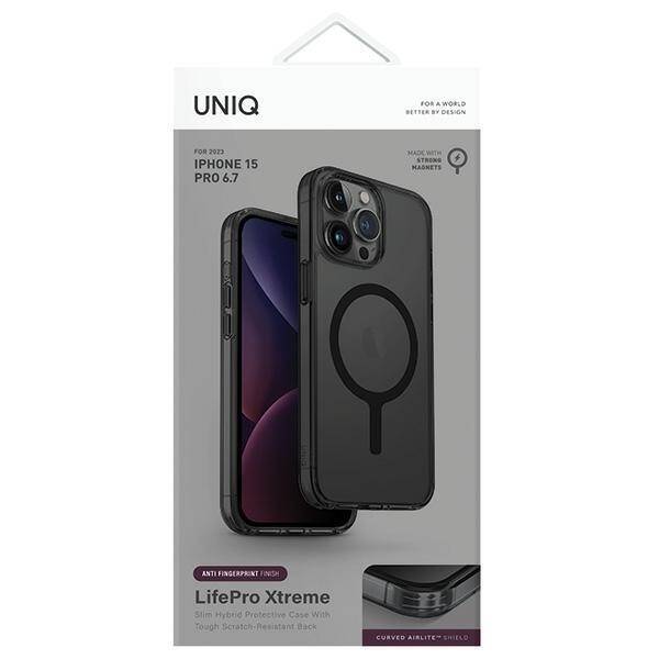 UNIQ etui LifePro Xtreme iPhone 15 Pro Max 6.7" Magclick Charging szary/frost smoke