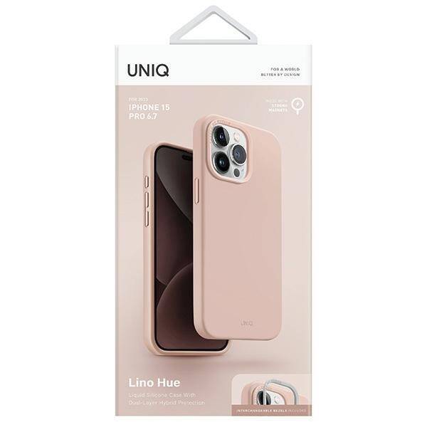 UNIQ etui Lino Hue iPhone 15 Pro Max 6.7" Magclick Charging różowy/blush pink