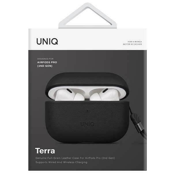 UNIQ etui Terra AirPods Pro 2 gen. Genuine Leather (2022/2023) czarny/dallas black