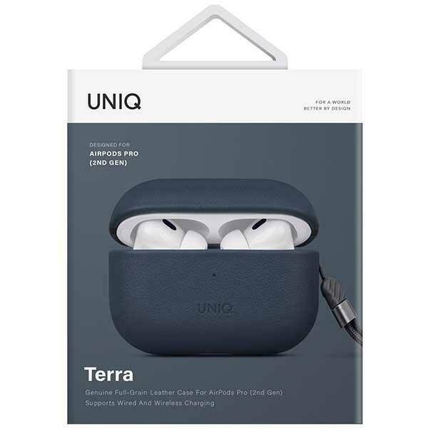 UNIQ etui Terra AirPods Pro 2 gen. Genuine Leather (2022/2023) niebieski/space blue