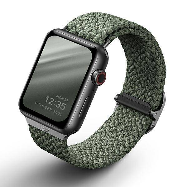 UNIQ pasek Aspen Apple Watch 40/38/41mm Series 1/2/3/4/5/6/7/8/9/SE/SE2 Braided zielony/cypress green