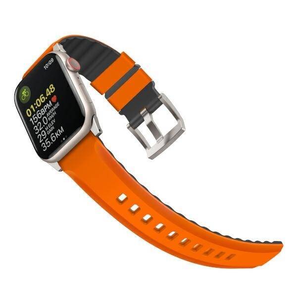 UNIQ pasek Linus Apple Watch Series 1/2/3/4/5/6/7/8/9/SE/SE2/Ultra/Ultra 2 42/44/45/49mm Airosoft Silicone pomarańczowy/volt orange