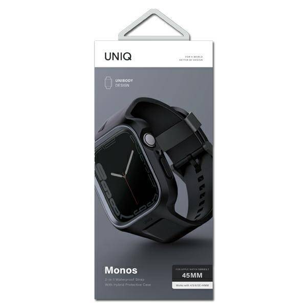 UNIQ pasek Monos 2in1 Apple Watch Strap + Case Series 4/5/6/7/8/9/SE/SE2 44/45mm. czarny/midnight black