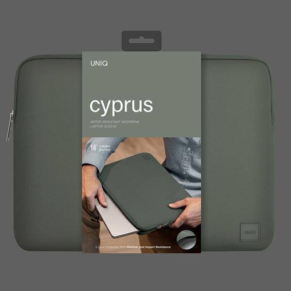 UNIQ torba Cyprus laptop Sleeve 14"       zielony/pewter green water-resistant neoprene