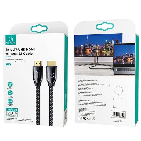 USAMS Kabel HDMI - HDMI  3m Ultra HD U67 2.1 8K czarny/black SJ498HD01 (US-SJ498)