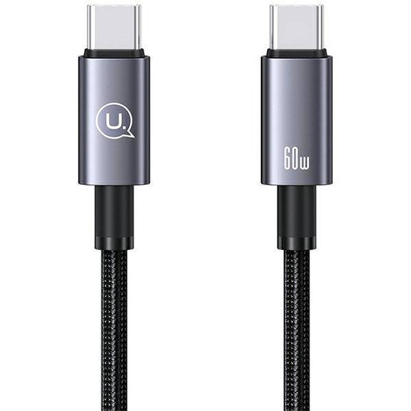 USAMS Kabel USB-C na USB-C 60W 0,25m Fast Charging stalowy/tarnish SJ678USB01 (US-SJ678)