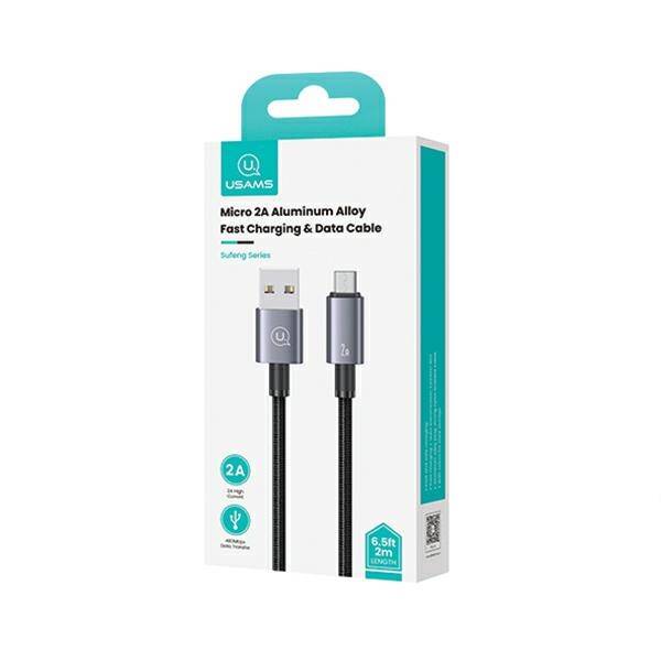 USAMS Kabel USB na Micro-USB 2A 2m Fast Charging stalowy/tarnish SJ670USB01 (US-SJ670)