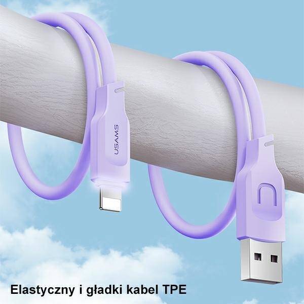 USAMS Kabel lightning  2,4A 1,2m Fast charning Lithe Series  biały/white SJ565USB02 (US-SJ565)