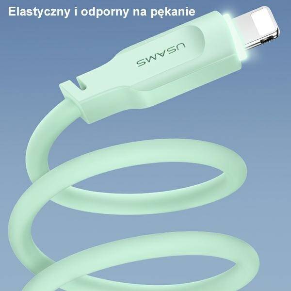 USAMS Kabel lightning  2,4A 1,2m Fast charning Lithe Series  biały/white SJ565USB02 (US-SJ565)