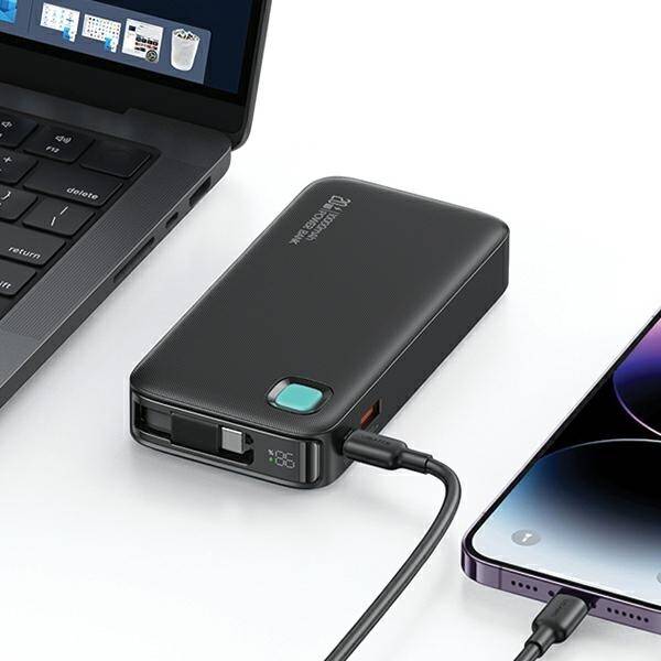 USAMS Powerbank ze zwijanym kablem USB-C Retractable 10000 mAh PD 20W Fast Charge XY Series fioletowy/purple 10KCD22403 (US-CD224)