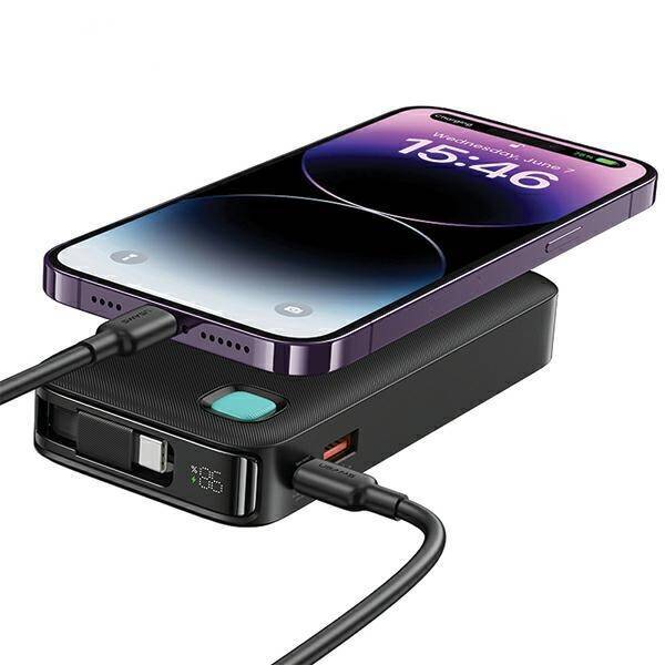 USAMS Powerbank ze zwijanym kablem USB-C Retractable 10000 mAh PD 20W Fast Charge XY Series fioletowy/purple 10KCD22403 (US-CD224)