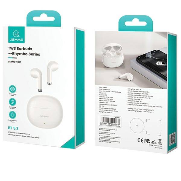 USAMS Słuchawki Bluetooth 5.3 TWS Rhymbo Series bezprzewodowe beżowy/beige BHUYO02 (US-YO17)