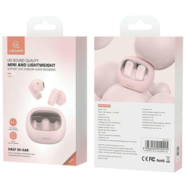 USAMS Słuchawki Bluetooth 5.3 TWS TD Series bezprzewodowe różowy/pink BHUTD03 (TD22)