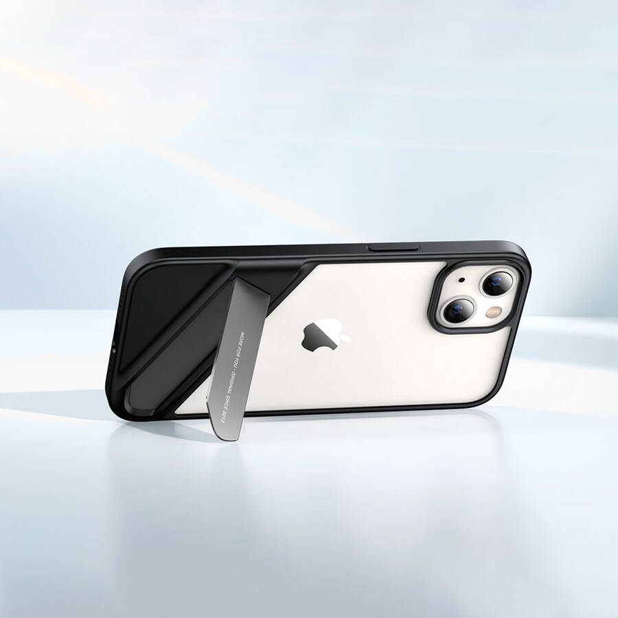 Ugreen Fusion Kickstand Case sztywne etui z żelową ramką i podstawką do iPhone 13 czarny (90152)