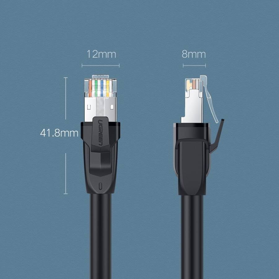 Ugreen kabel przewód internetowy sieciowy Ethernet patchcord RJ45 Cat 8 T568B 1.5 m czarny (70328 NW121)