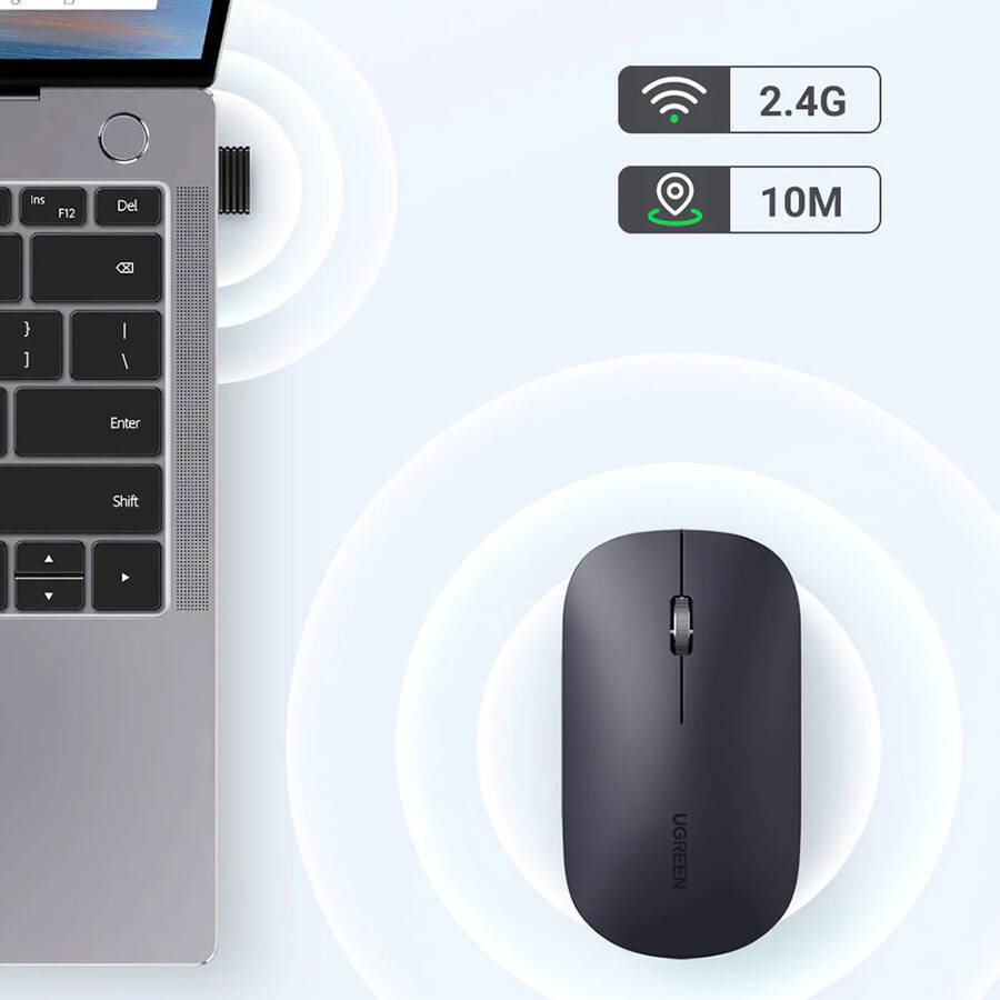 Ugreen poręczna mysz bezprzewodowa USB czarny (MU001)