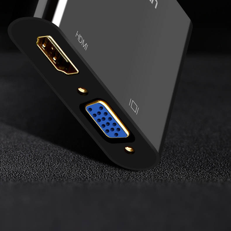 Ugreen przejściówka adapter konwerter mini HDMI (męski) - VGA (żeński) / HDMI (żeński) + mini jack 3,5mm (żeński) czarny (CM101)