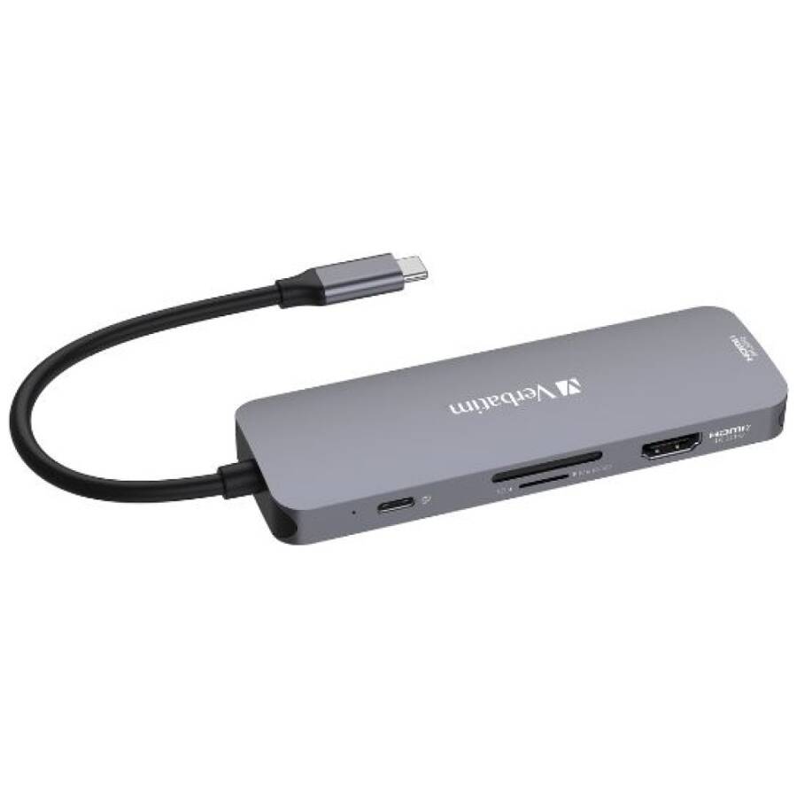 Verbatim Adapter Hub USB-C - 2xHDMI/      3xUSB-A/SD/microSD/USB-C aluminiowy/aluminum 32151