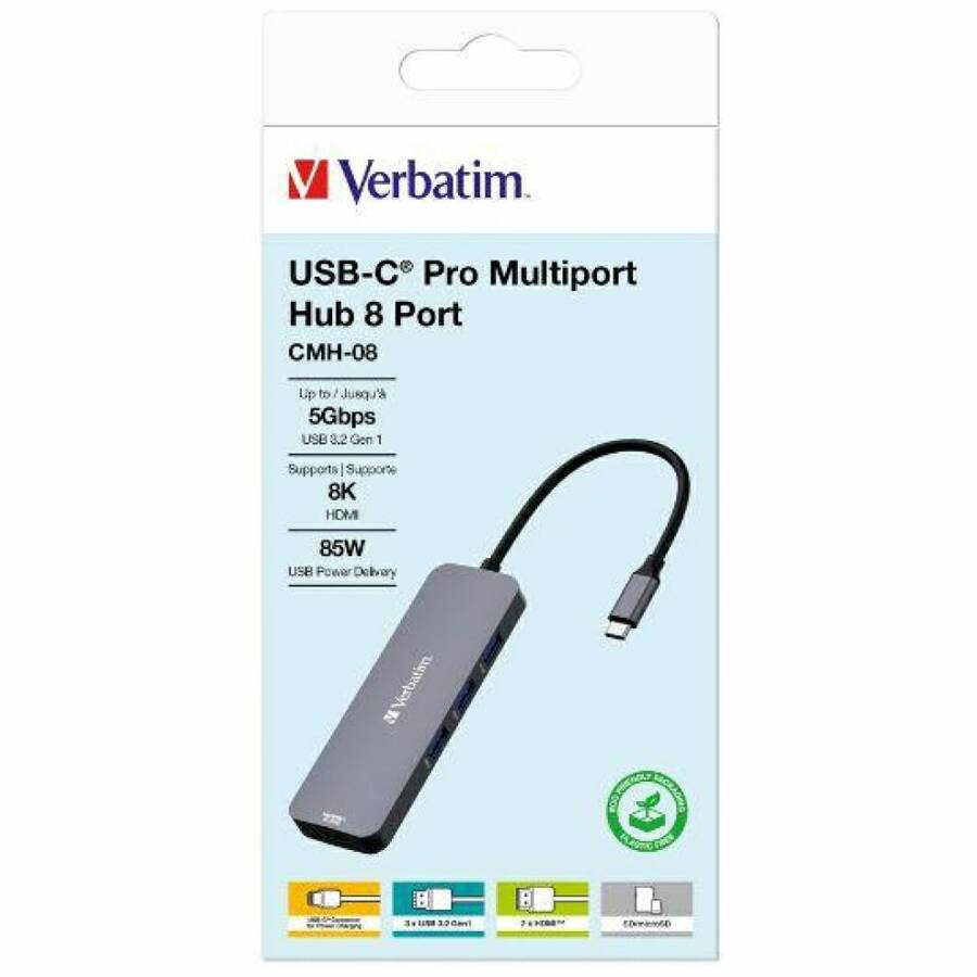 Verbatim Adapter Hub USB-C - 2xHDMI/      3xUSB-A/SD/microSD/USB-C aluminiowy/aluminum 32151