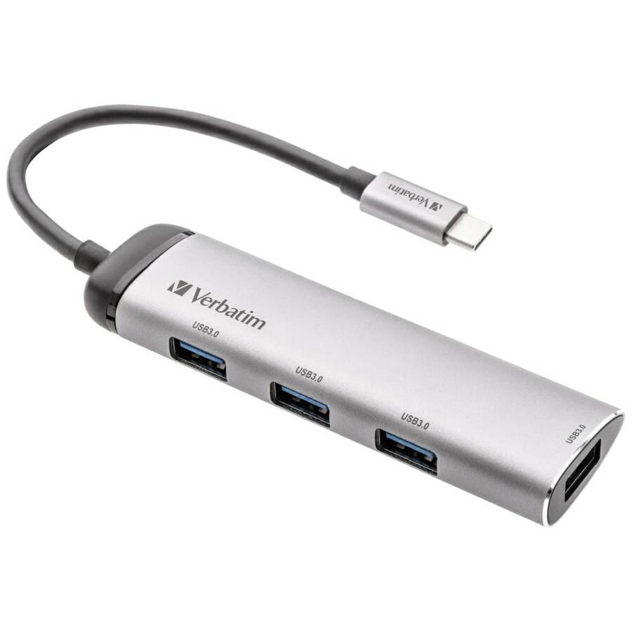 Verbatim Adapter Hub USB-C - 4xUSB-A 3.2  aluminiowy/aluminum 49147