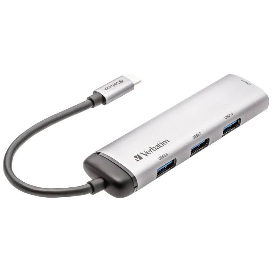 Verbatim Adapter Hub USB-C - 4xUSB-A 3.2  aluminiowy/aluminum 49147