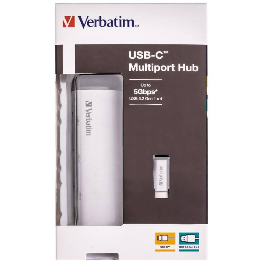 Verbatim Adapter Hub USB-C - 4xUSB-A 3.2  aluminiowy/aluminum 49147