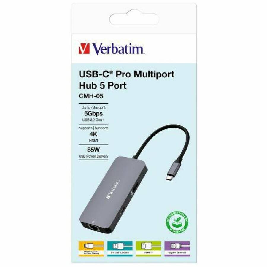 Verbatim Adapter Hub USB-C - HDMI/USB-C   /Eternet/2xUSB-A 3.0 aluminiowy/aluminum 32150