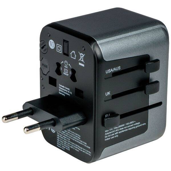 Verbatim Adapter podróżny EU/UK/US 2xUSB-A/2xUSB-C PD 30W UTA-03 czarny/black 49545