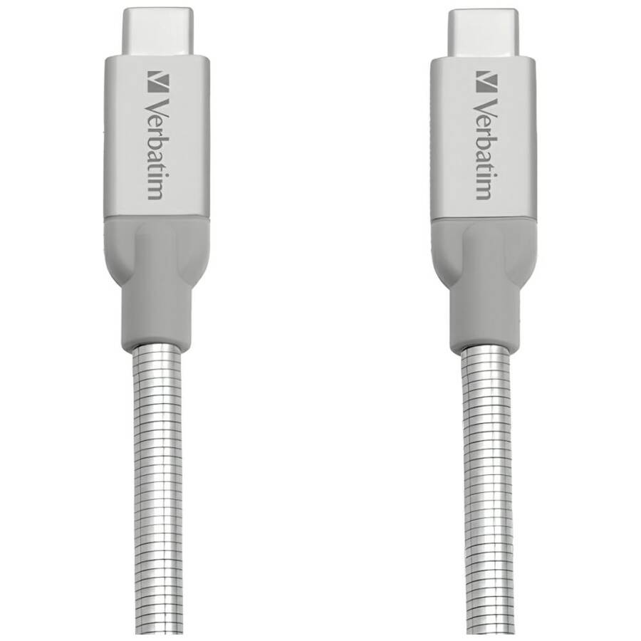 Verbatim Kabel stalowy USB-C/USB-C 3A 30cm srebrny/silver 48867