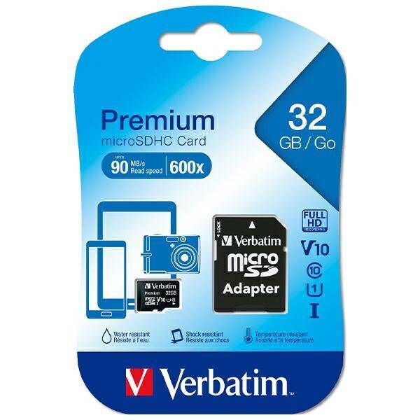 Verbatim Karta microSDHC 32GB V10 + adapter czarny/black 44083