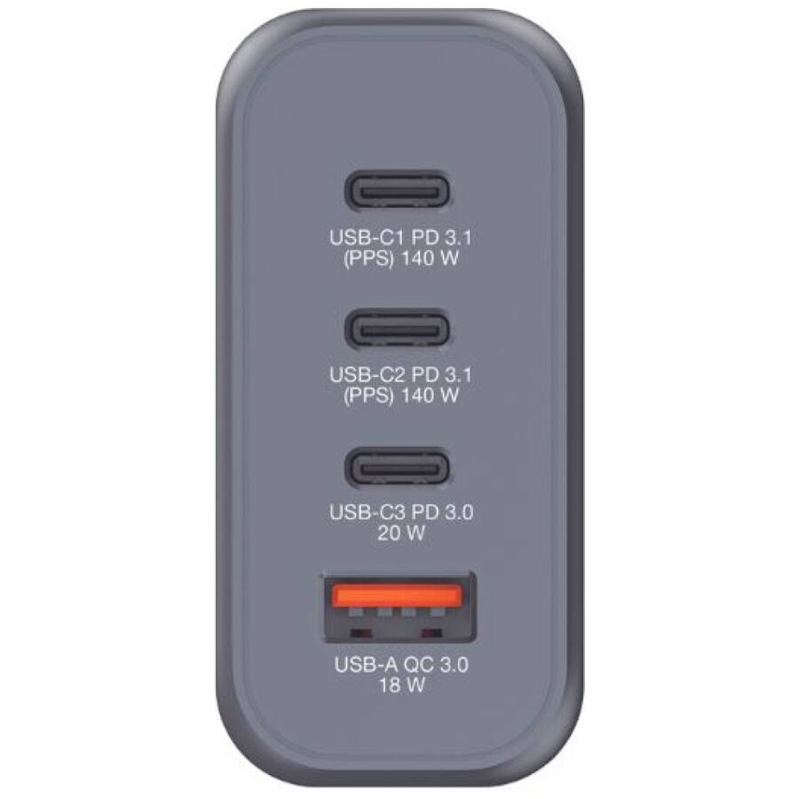 Verbatim Ładowarka sieciowa GaN 200W 3xUSB-C/USB-A + Adapter EU/UK/US GNC-200 32204